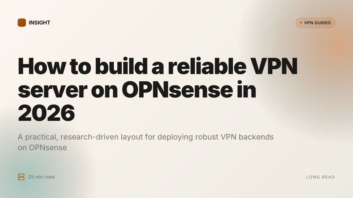 How to build a reliable VPN server on OPNsense in 2026